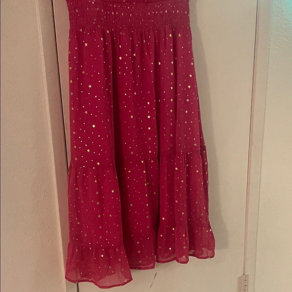 Allegra K Smocked Waist Gilding Metallic Stars Chiffon Dress - Picture 7 of 11